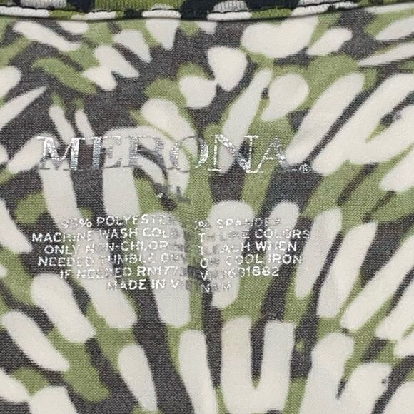 Merona Green Black and White Print Faux Wrap Top - Picture 4 of 6